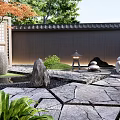 Japanese Zen Courtyard Garden With Stone Path Red Maple Tree And Stone Lanterns 3d model