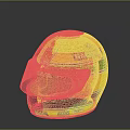 Yellow Racing Helmet With Honda BOSS NACIONAL Logos Green Blue Stripes