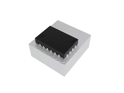Black Integrated Circuit Chip Mounted On Gray Base With Metal Pins 3d model