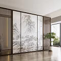 New Chinese Style Screen Landscape Screen Partition 3d model