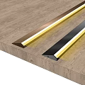 Fashionable Coffee And Elegant Black Metal Decorative Strips On Wooden Surface