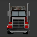 Red Semi Truck With Large Container Featuring DGTK Lettering And Logo