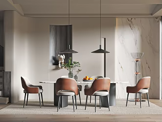 Modern Restaurant Dining Table and Chair Combination Restaurant 3d model