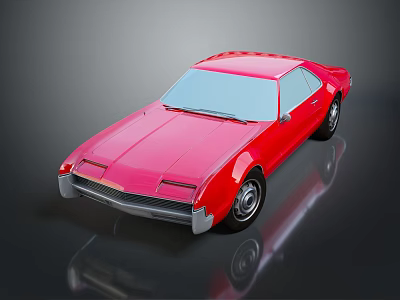 Red Classic Car Exterior Design With Glossy Body And Vintage Wheels 3d model