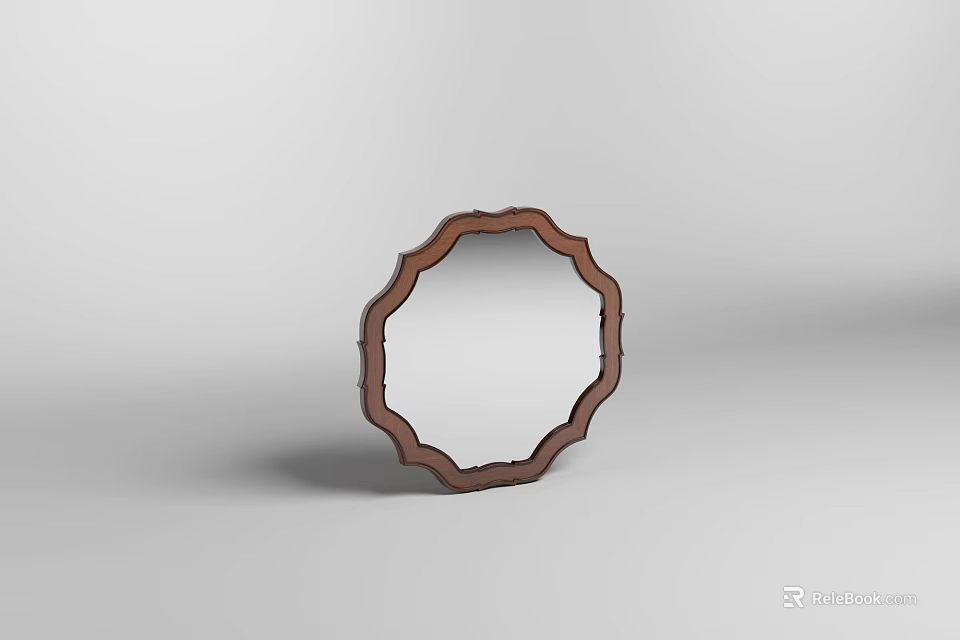 Elegant Octagonal Mirror with Wooden Frame for Modern Home Decor 3d model