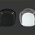 Stylish Modern Black and White Chairs Featuring Mesh Design and Wooden Legs