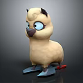 Cute Cartoon Style Game Movie Character With Big Blue Eyes Light Fur And Colorful Footwear