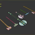 Cold weapons Sword Axe Hook Fork Spear Trident Melee Weapon Military 3d model