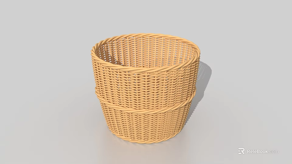 Round Wicker Storage Basket With Simple Design Durable For Home Organization 3d model 
