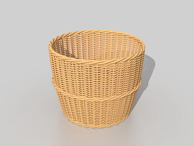 Round Wicker Storage Basket With Simple Design Durable For Home Organization 3d model