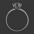 Elegant Silver Diamond Ring Featuring Large Center Stone And Small Side Crystals 3d model