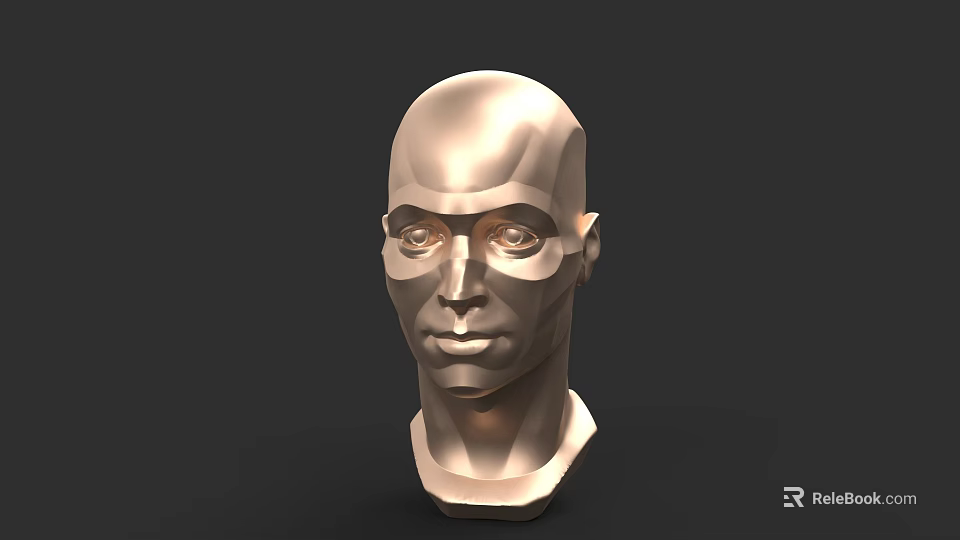 Game Movie Character Golden Low Poly 3D Head Model Design 3d model 