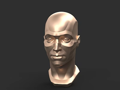 Game Movie Character Golden Low Poly 3D Head Model Design 3d model