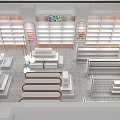 Modern Retail Store Interior Design With Display Shelves Product Stands And Bright Lighting 3d model