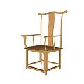 Traditional Chinese Style Wooden Armchair With High Backrest And Curved Armrests