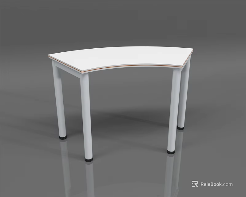 Sleek White Semicircular Table With Four Sturdy Legs and Smooth Top Surface 3d model