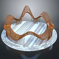 Modern Intricate Wavy Copper Metal Structure On Circular Striped Platform