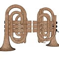 Vintage Brass Musical Instruments Pair As Artistic Tools For Creative Use