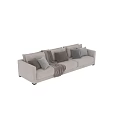 Beige Sectional Sofa Featuring Brown Light Gray Pillows And Knit Blanket 3d model