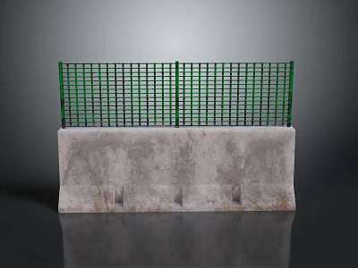 Green Metal Grid Structure Mounted On Concrete Base For Outdoor Installation 3d model