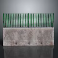 Green Metal Grid Structure Mounted On Concrete Base For Outdoor Installation