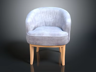 Light Gray Velvet Upholstered Chair With Wooden Legs And Modern Design 3d model