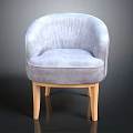 Light Gray Velvet Upholstered Chair With Wooden Legs And Modern Design