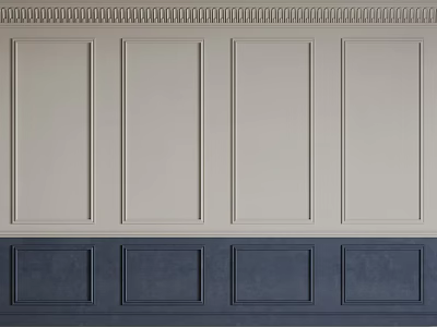 Modern Wall Paneling Design With Decorative Molding Beige Upper And Dark Lower Rectangular Panels 3d model