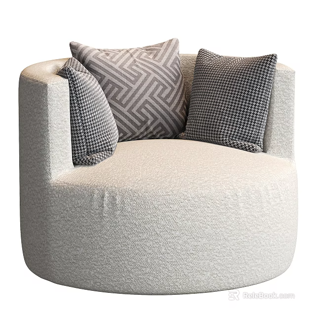 Soft Texture Light Colored Single Sofa With Geometric Pattern Decorative Pillows And Modern Design 3d model