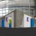 Contemporary Retail Store Featuring Modern Architecture Panda Doll And Blue Logo