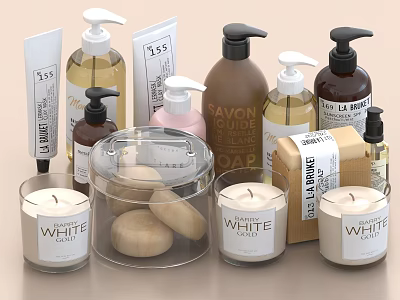 Assorted Cosmetic Products Soaps And Candles 3d model