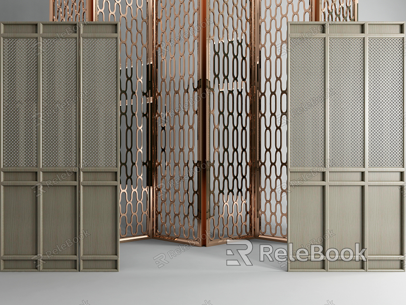 New Chinese style screen partition lattice model