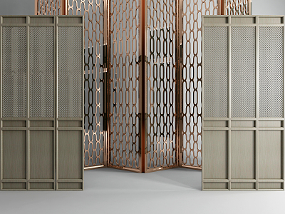 New Chinese style screen partition lattice 3d model