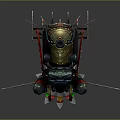 Steampunk Flying Vehicle With CornDog 500 Golden Red Propellers And Wings