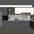 Modern Kitchen Interior Design With Dark Light Cabinets Island Counter And Appliances