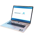 Modern Silver Laptop With Open Screen Displaying Welcome Message And Windows 11