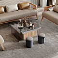 Modern Sofa Coffee Table Set With Wooden Frame Side Chairs Fabric Upholstery And Pillows