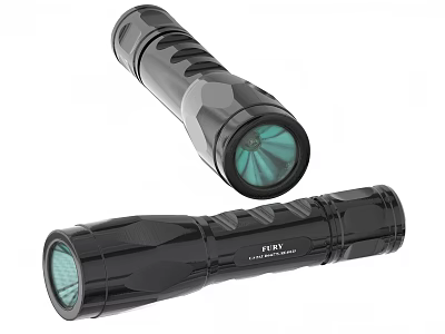 Two Black Flashlights With Green Lenses Practical Daily Electrical Appliances For Home And Outdoor Use 3d model