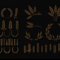 Golden Decorative Carvings Featuring Wheat Ears Laurel Leaves and Wreath Patterns