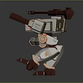 Sci Fi Mech Robot Character With Cannon Arm And Armored Mechanical Limbs