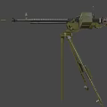 Vintage Military Machine Gun With Green Mount And Metal Barrel Structure Design