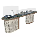 Elegant Modern Display Cabinet Shelf with Marble Pillars and Countertop for Reception Items