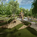 Modern Playground Outdoor Children's Activity Park Forest Unpowered Playground Forest Log Jungle Wild Fun Park 3d model