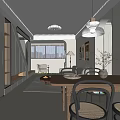 Modern Living Dining Room Interior Design With Open Concept And Integrated Cabinets 3d model