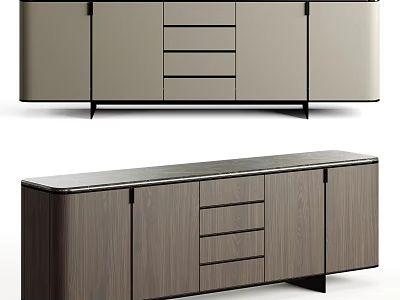 Modern Sleek Entryway Cabinet And Side Cabinet With Drawers Doors And Wooden Texture Design 3d model