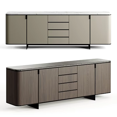 Modern Sleek Entryway Cabinet And Side Cabinet With Drawers Doors And Wooden Texture Design 3d model
