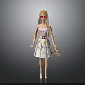 Colorful Spots Handbag Carried By Blonde Doll With Red Sunglasses And White Dress