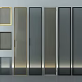 Modern Glass Doors In Various Sizes With Golden And Black Frames 3d model
