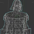 Darth Vader Movie Character In Black Armor With Breathing Apparatus And Control Panel Back View