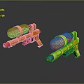 Orange And Yellow Toy Water Guns With Transparent Tanks And Colored Components